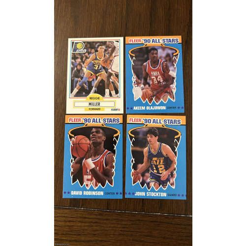 1990 Fleer Cards Lot Reggie Miller, Akeem Olajuwon, David Robinson, John Stockton All-Stars