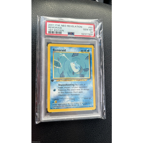 PSA 10 Gem Mint Pokemon 1st Edition Neo Revelation Remoraid #50/64