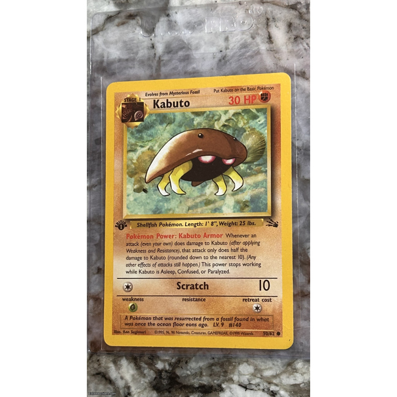 Pokemon Kabuto Fossil 1st Edition Good Condition 50/62