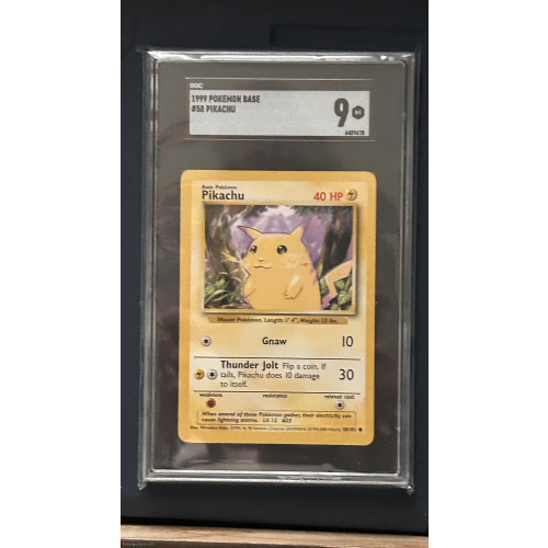 SGC 9 PIKACHU 1999 Pokemon Base Yellow Cheeks #58/102 Card Mint