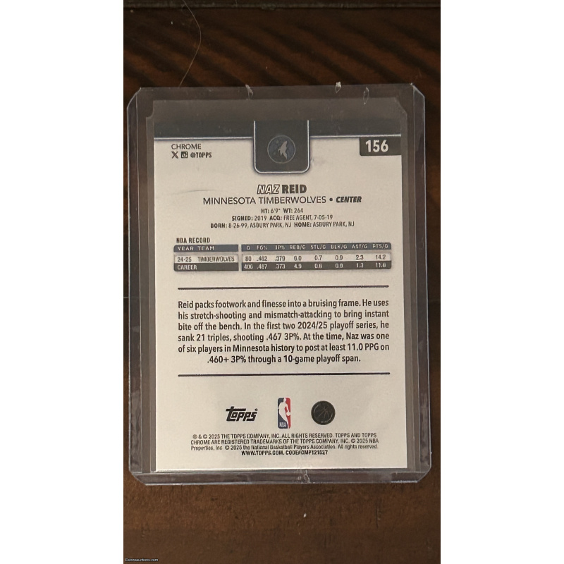 Naz Reid 2025-26 Topps Chrome #156 RayWave Refractor Minnesota Timberwolves