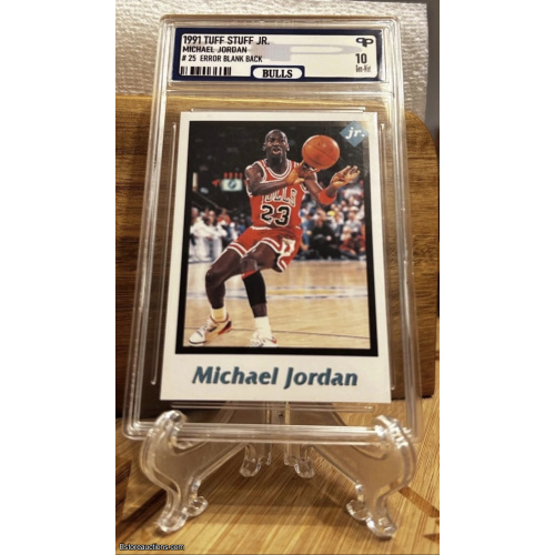 MICHAEL JORDAN 1991 Tuff Stuff Jr. #25 Blank Back Error Graded Gem Mint 10