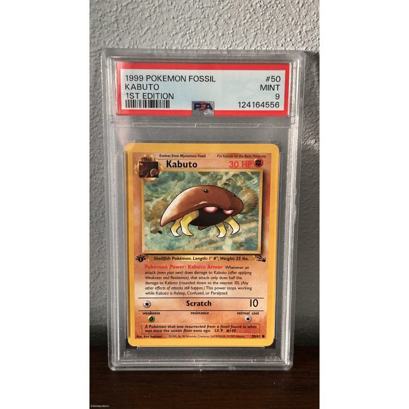1999 POKEMON FOSSIL 1ST ED #50 KABUTO PSA 9