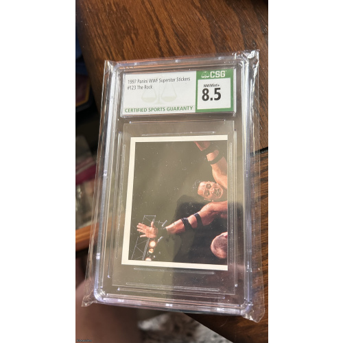 1997 Panini WWF Superstars Sticker #123 The Rock CSG 8.5