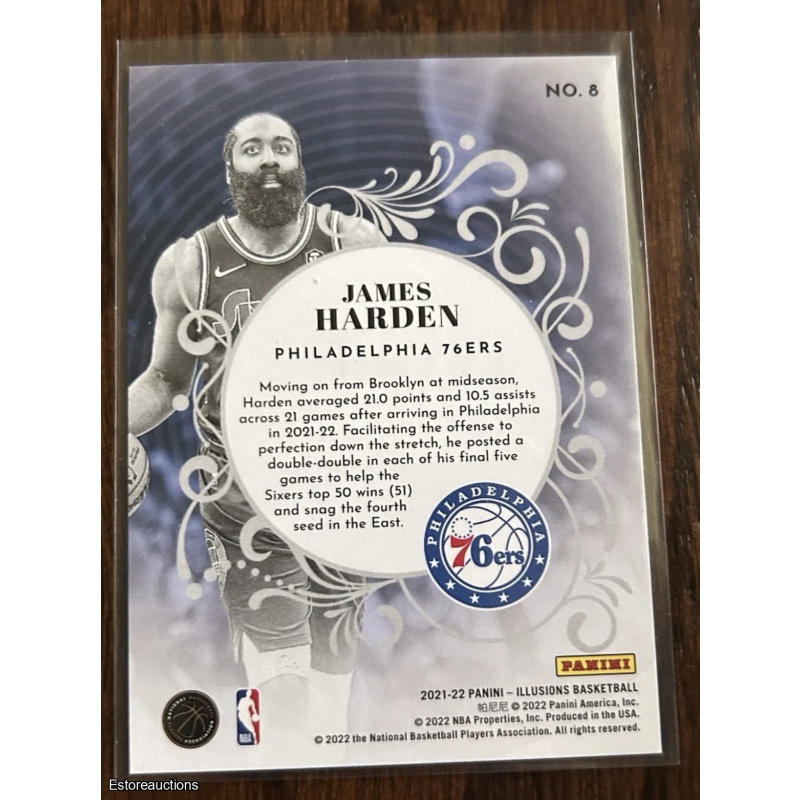 2021-22 Panini Illusions King of Cards Insert James Harden 76ers #8