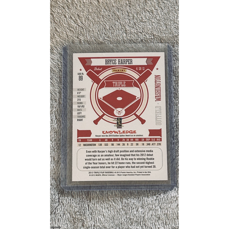 BRYCE HARPER CARD #89 Triple Play 2013 Panini